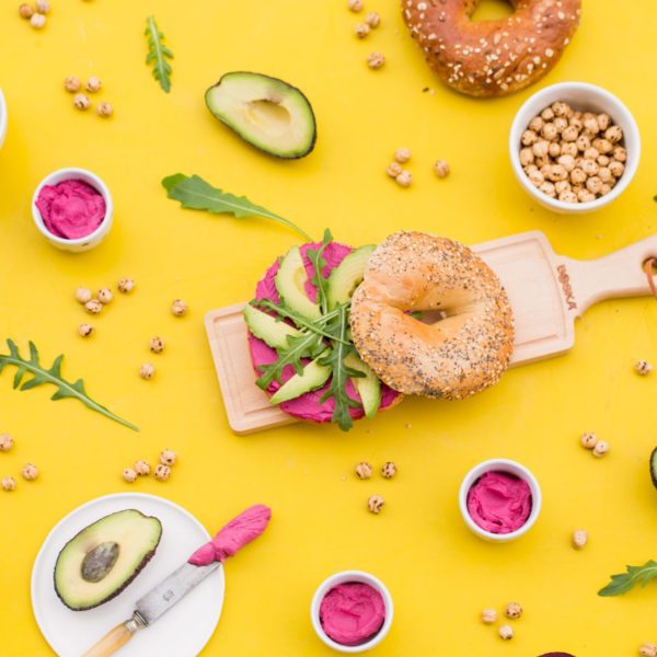 Beetroot Hummus Bagel Beetroot Hummus Bagel